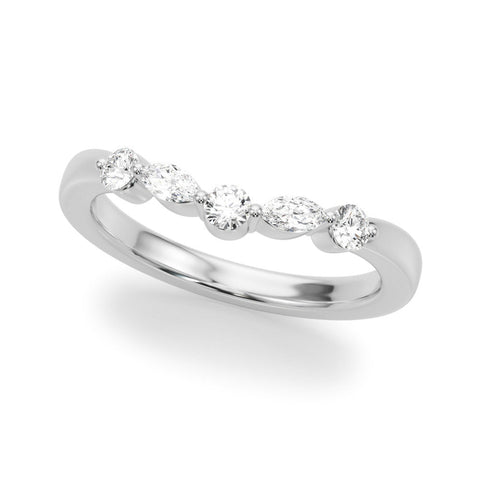 White gold Round and Marquise Diamond Half Eternity Band with Prong Setting