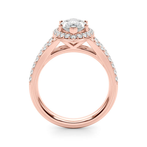 Rose gold Marquise Halo Split Shank Diamond Ring with Prong Setting