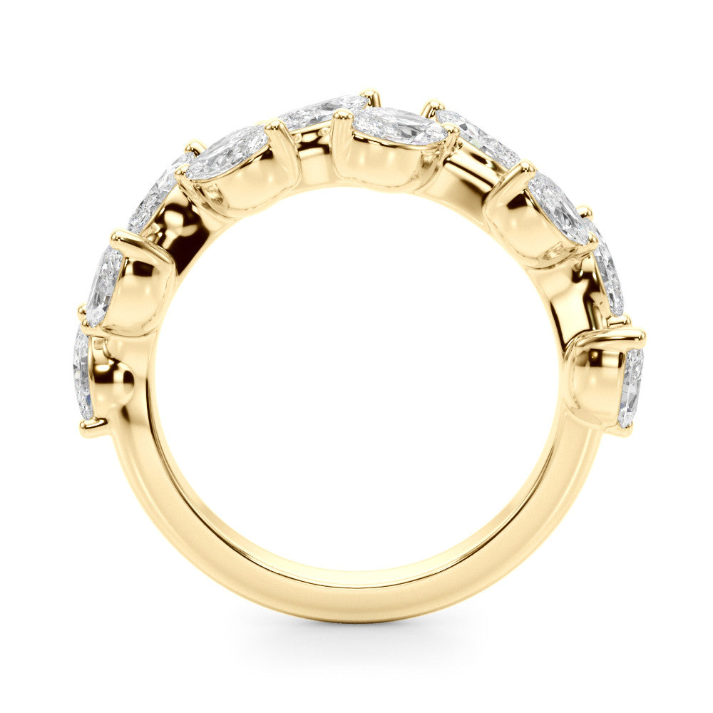 Yellow gold Marquise Diamond Eternity Band with Shared Prong Setting