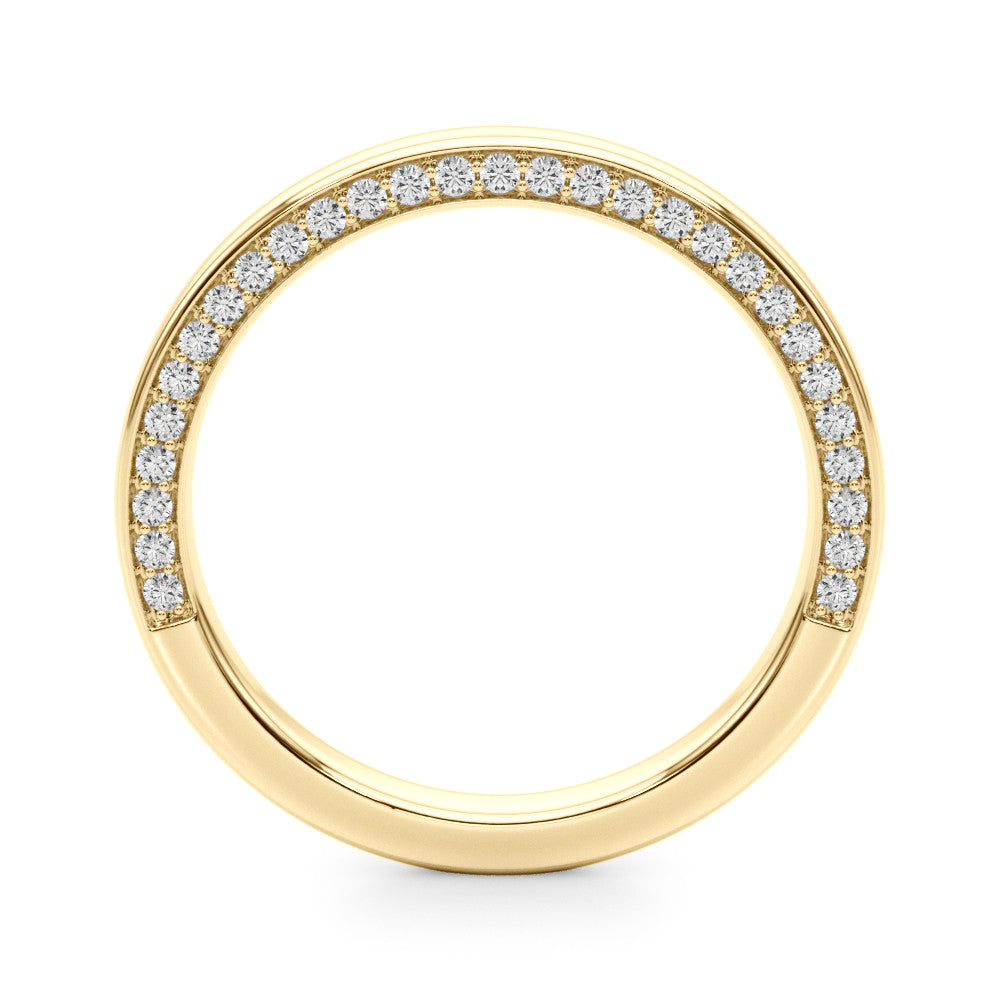 Yellow gold Pavé Round Diamond Channel-Set Platinum Band
