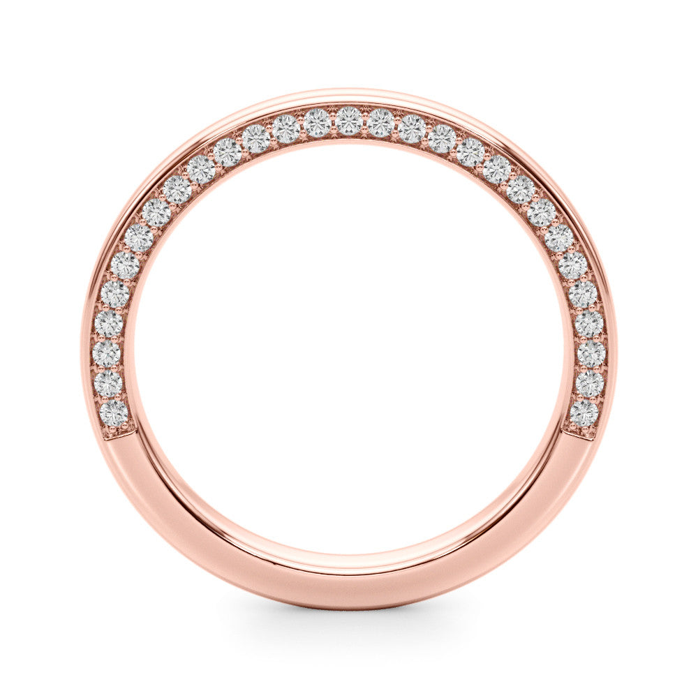Rose gold Pavé Round Diamond Channel-Set Platinum Band