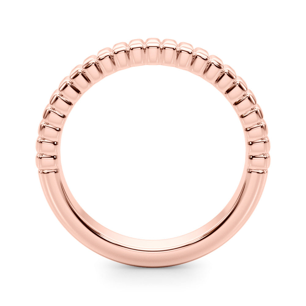 Rose gold White Gold Ribbed Eternity Band