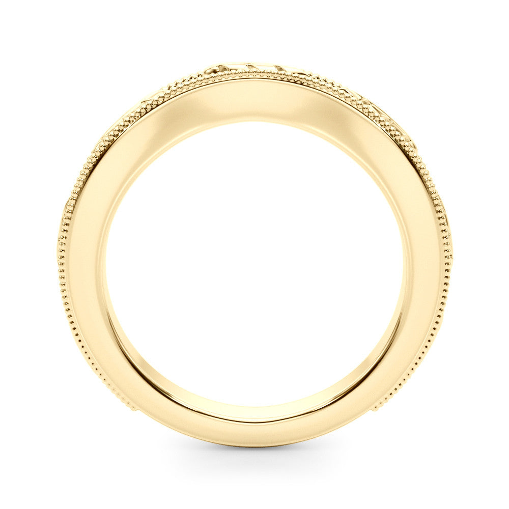 Yellow gold Milgrain Bezel Set Round Diamond Eternity Band