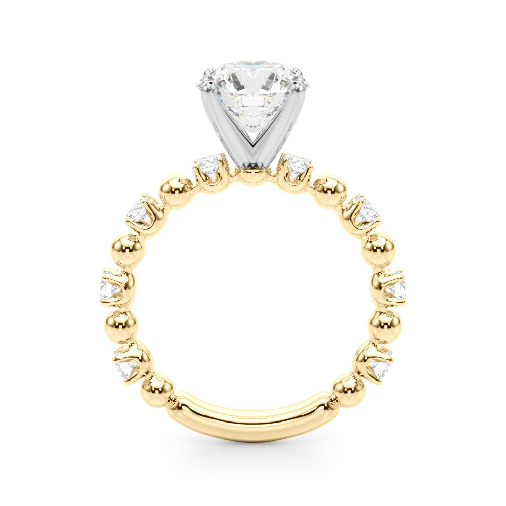 Yellow gold Round Solitaire Diamond Bezel-Set Eternity Band with Prong Setting