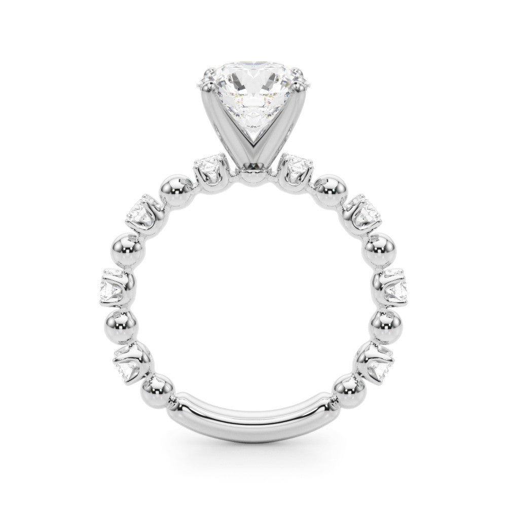White gold Round Solitaire Diamond Bezel-Set Eternity Band with Prong Setting