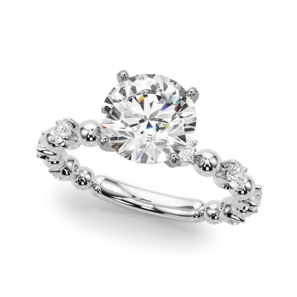 Platinum Round Solitaire Diamond Bezel-Set Eternity Band with Prong Setting