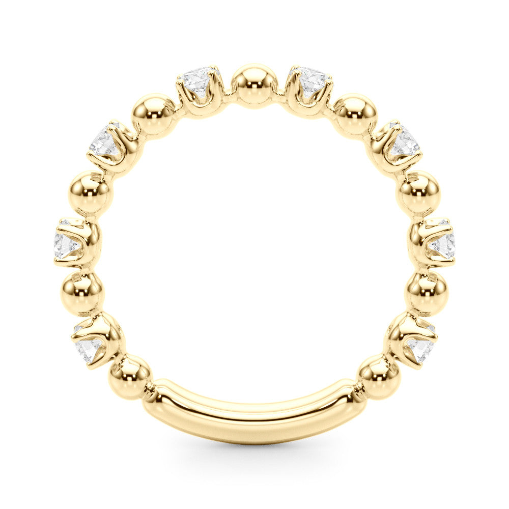 Yellow gold Round Bezel Set Diamond Eternity Band with Prong Setting