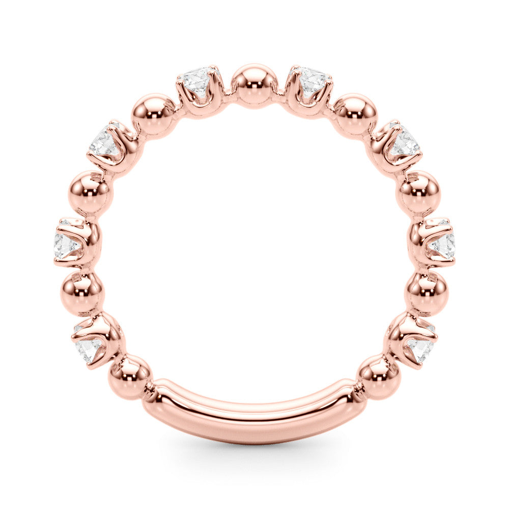 Rose gold Round Bezel Set Diamond Eternity Band with Prong Setting