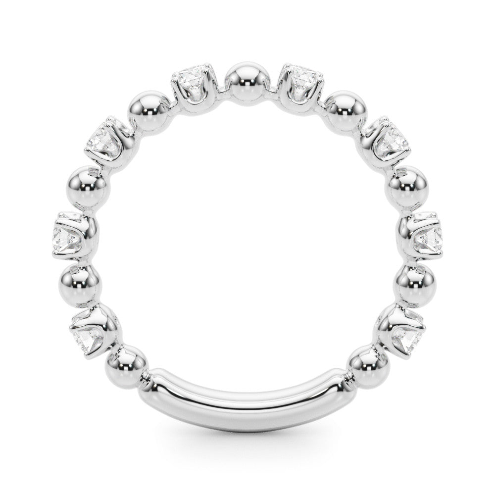 Silver Round Bezel Set Diamond Eternity Band with Prong Setting