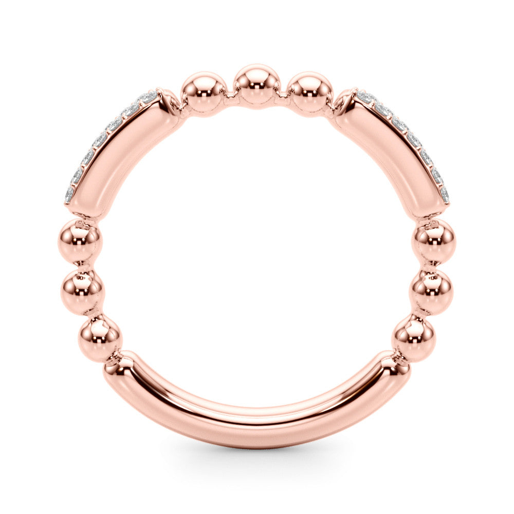Rose gold Pave Round Diamond Beaded Band with Shared Prong Setting