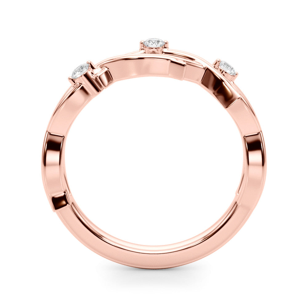 Rose gold Prong Set Round Diamond Twist Band
