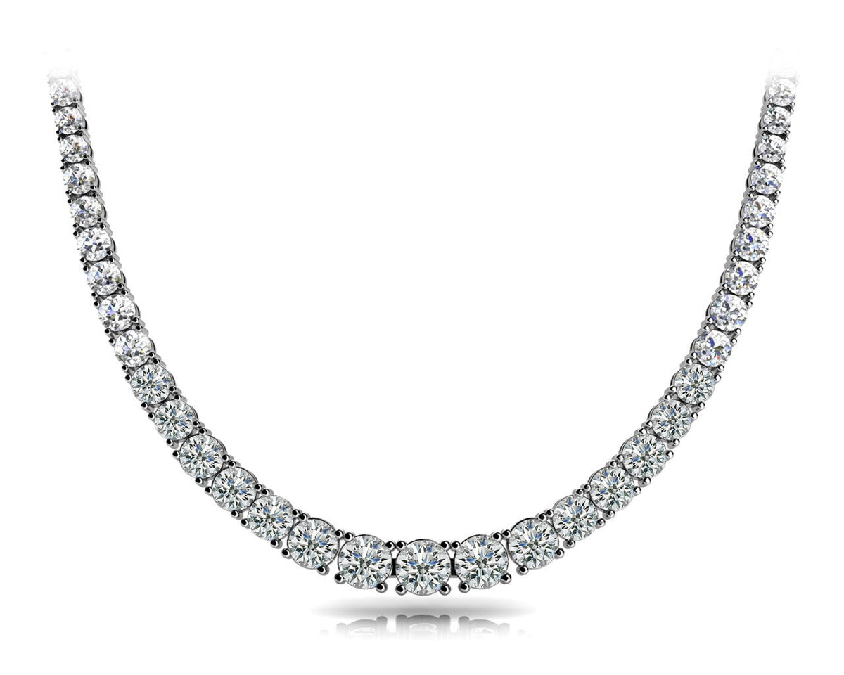 White gold Round Diamond Tennis Necklace with Prong Setting