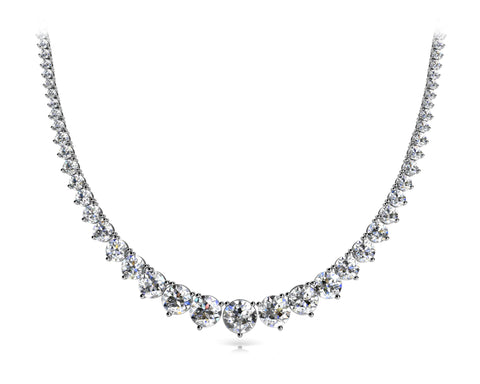 White gold Round Brilliant Graduated Diamond Tennis Necklace with Four-Prong Setting