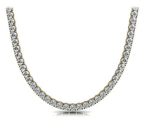Yellow gold Round Diamond Tennis Necklace with Four-Prong Setting