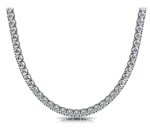 White gold Round Diamond Tennis Necklace with Four-Prong Setting