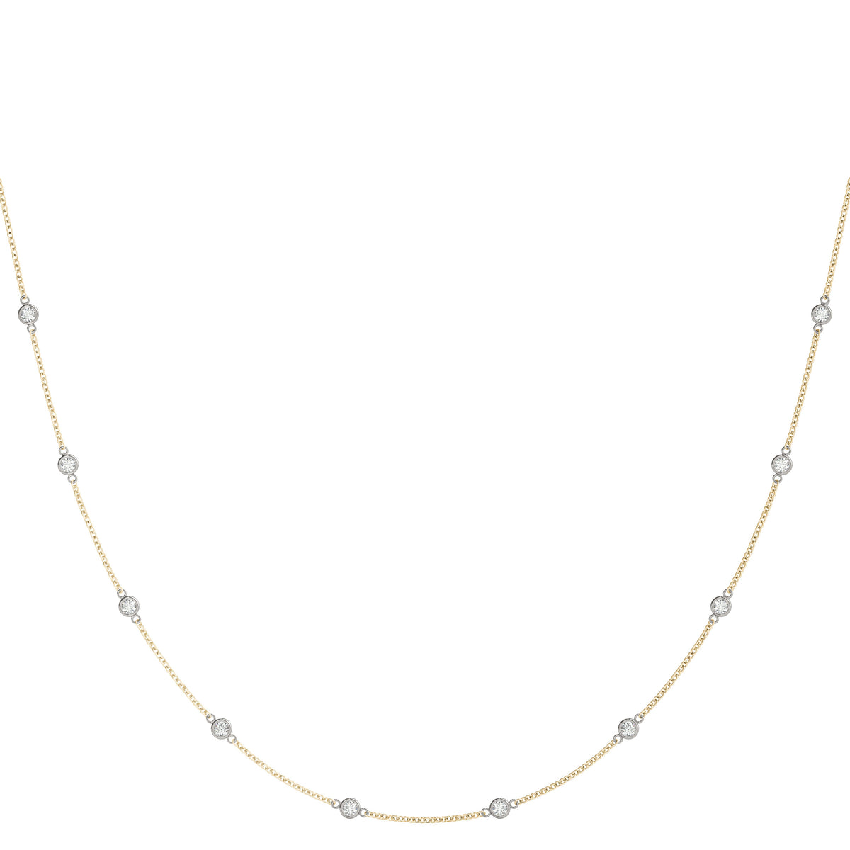 Rose gold Bezel-Set Round Diamond Station Necklace