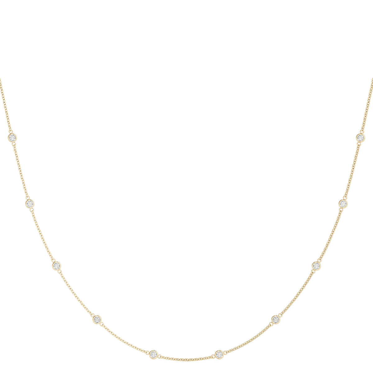 Yellow gold Bezel-Set Round Diamond Station Necklace