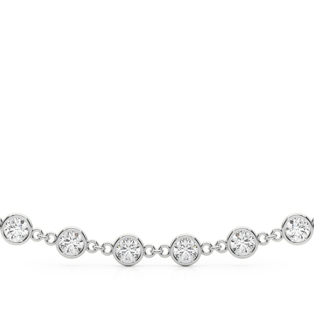 Yellow gold Diamond Round Stone Paperclip Chain Necklace with Bezel Setting