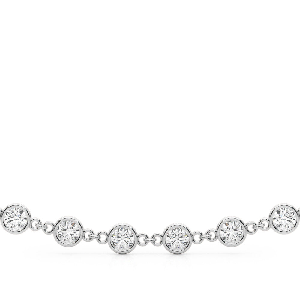 Rose gold Diamond Round Stone Paperclip Chain Necklace with Bezel Setting