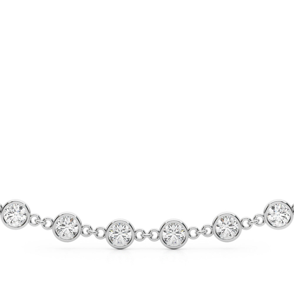 White gold Diamond Round Stone Paperclip Chain Necklace with Bezel Setting