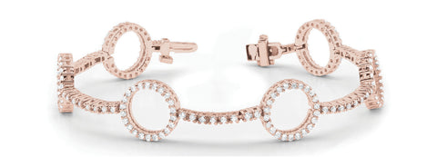 Rose gold Round Diamond Circle Link Tennis Bracelet with Pavé Setting