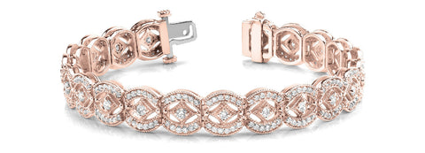 Rose gold Round Diamond Pavé Tennis Bracelet with Milgrain Detailing