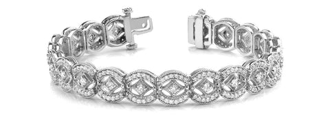 White gold Round Diamond Pavé Tennis Bracelet with Milgrain Detailing