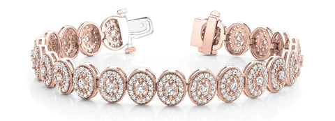 Rose gold Oval Halo Diamond Tennis Bracelet with Bezel Setting