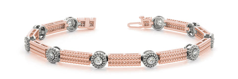 Rose gold Round Bezel Rope Chain Diamond Bracelet
