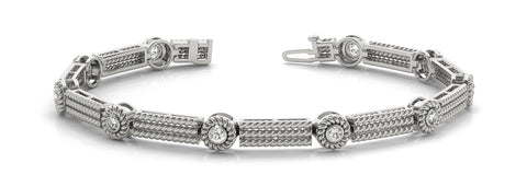 White gold Round Bezel Rope Chain Diamond Bracelet