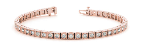 Rose gold Square Milgrain Diamond Tennis Bracelet