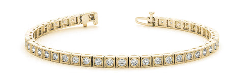 Yellow gold Square Milgrain Diamond Tennis Bracelet