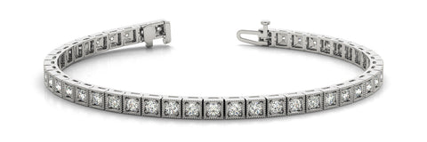 White gold Square Milgrain Diamond Tennis Bracelet