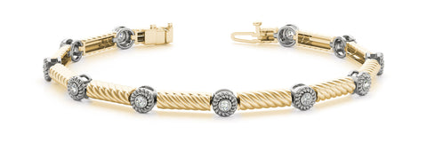 Yellow gold Round Diamond Rope Bracelet with Bezel Setting