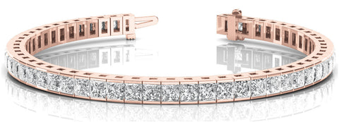 Rose gold Princess Cut Channel Set Diamond Tennis Bracelet