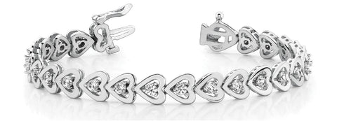 White gold Heart-Shaped Diamond Tennis Bracelet with Channel Setting and Four-Prong Setting