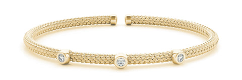 Yellow gold Round Bezel Set Diamond Braided Bracelet