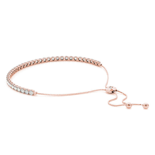 Rose gold Round Cut Diamond Tennis Bracelet with Box Chain and Four-Prong Setting