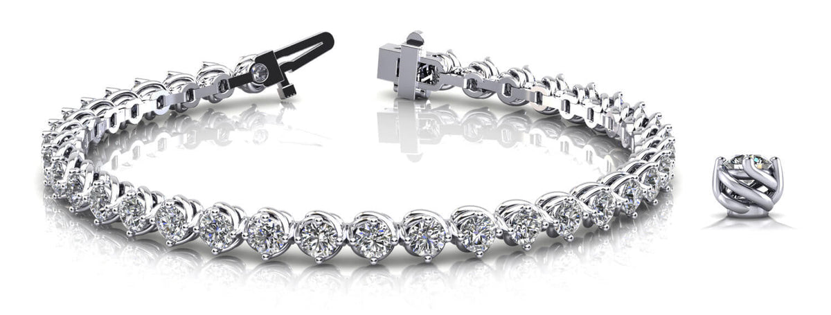 White gold Round Cut Diamond Tennis Bracelet with Prong Setting and Twisted Band