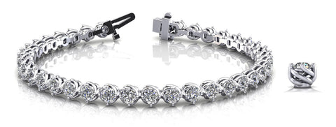 White gold Round Cut Diamond Tennis Bracelet with Prong Setting and Twisted Band