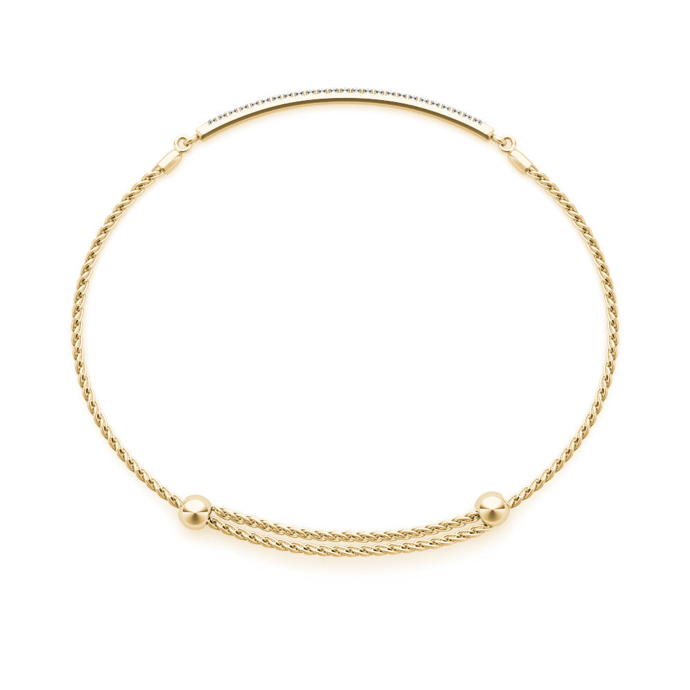 Yellow gold Pavé Round Diamond Chain Bracelet with Bezel Setting