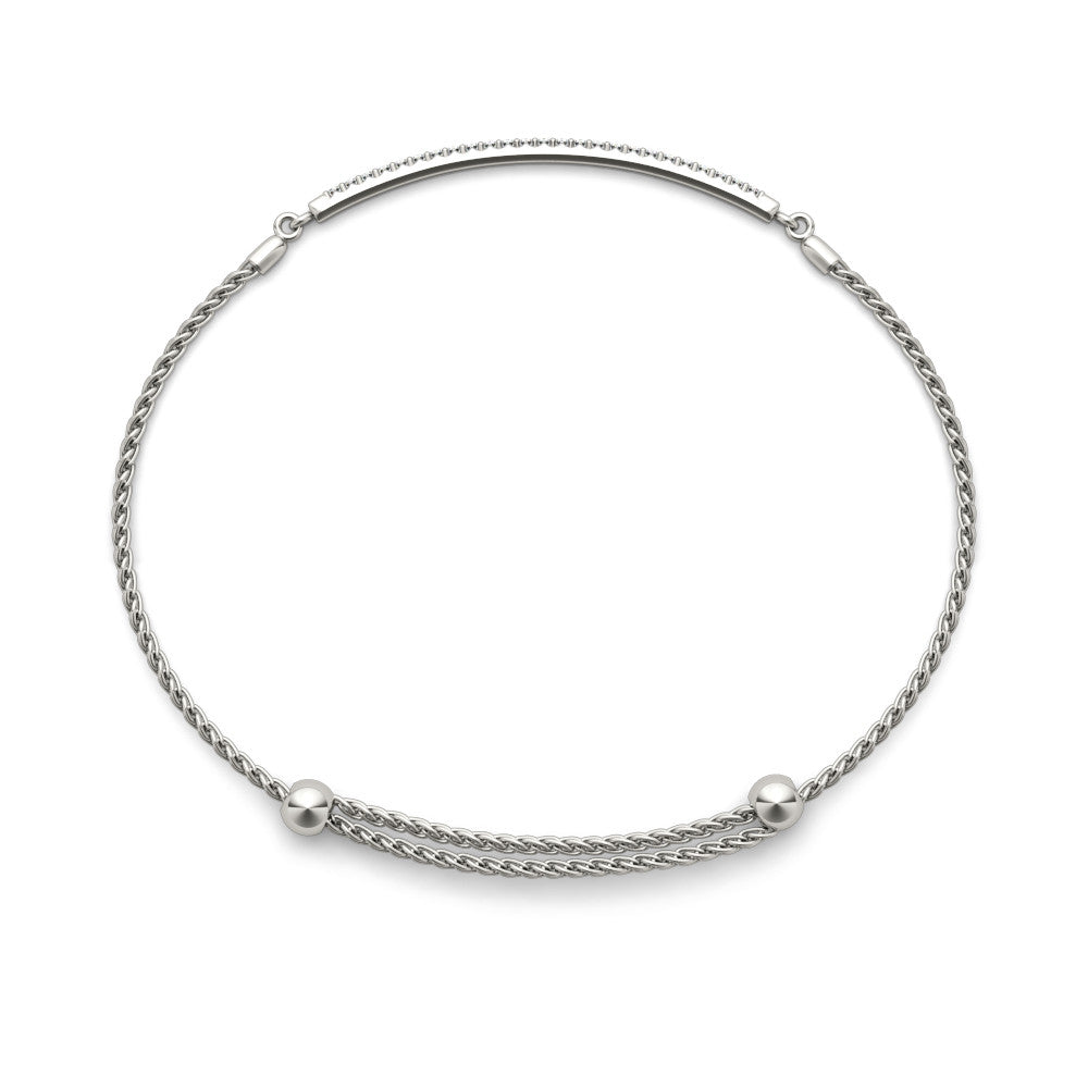 White gold Pavé Round Diamond Chain Bracelet with Bezel Setting
