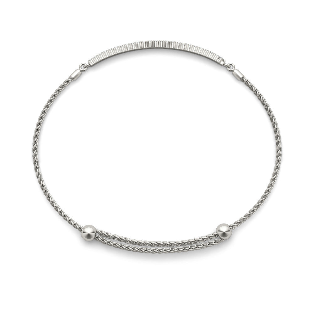 White gold Pavé Round Diamond Adjustable Chain Bracelet