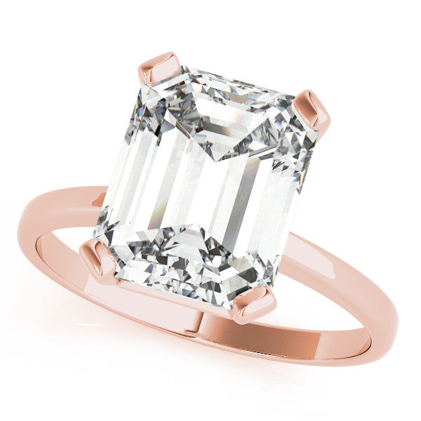 Rose gold Radiant Cut Solitaire Ring with Four-Prong Setting and Classic Band