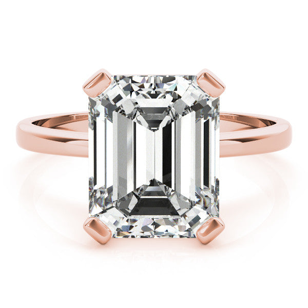 Rose gold Princess Cut Solitaire Ring with Four-Prong Setting and Classic Band