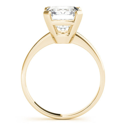 Yellow gold Radiant Cut Solitaire Ring with Four-Prong Setting and Classic Band