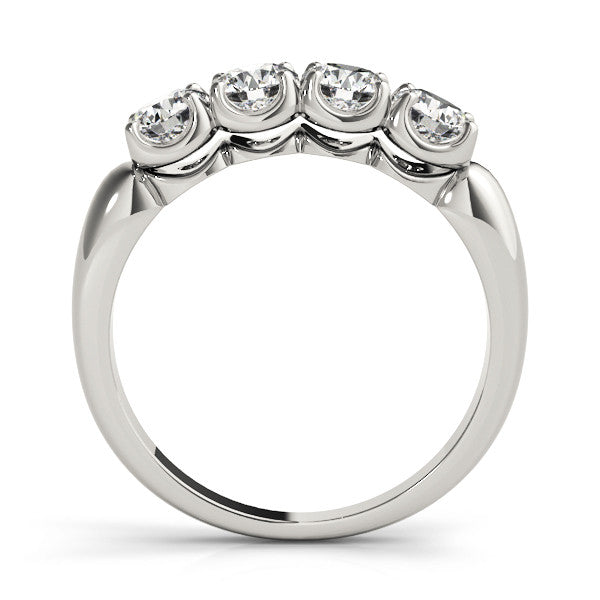 White gold Four-Stone Round Cut Diamond Prong-Set White Gold Band