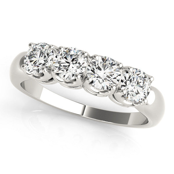 White gold Four-Stone Round Cut Diamond Prong-Set White Gold Band