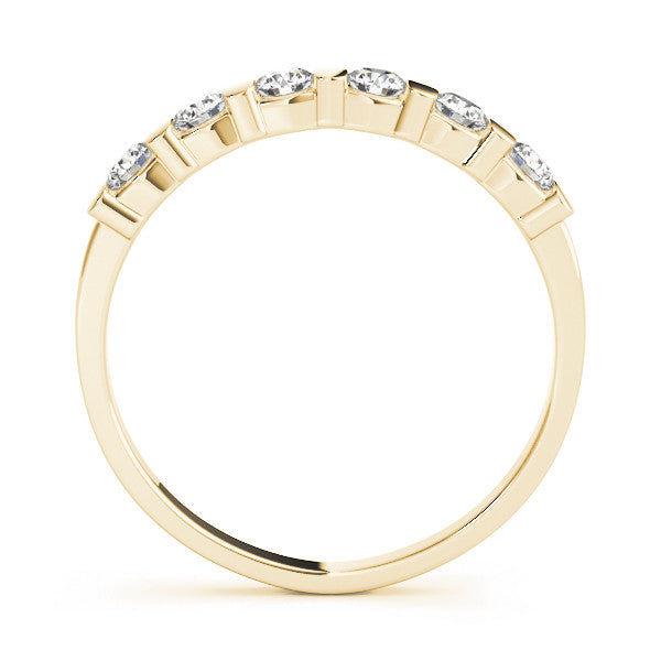 Yellow gold Channel Set Round Diamond Half Eternity Band