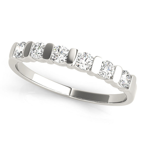 Silver Channel Set Round Diamond Half Eternity Band